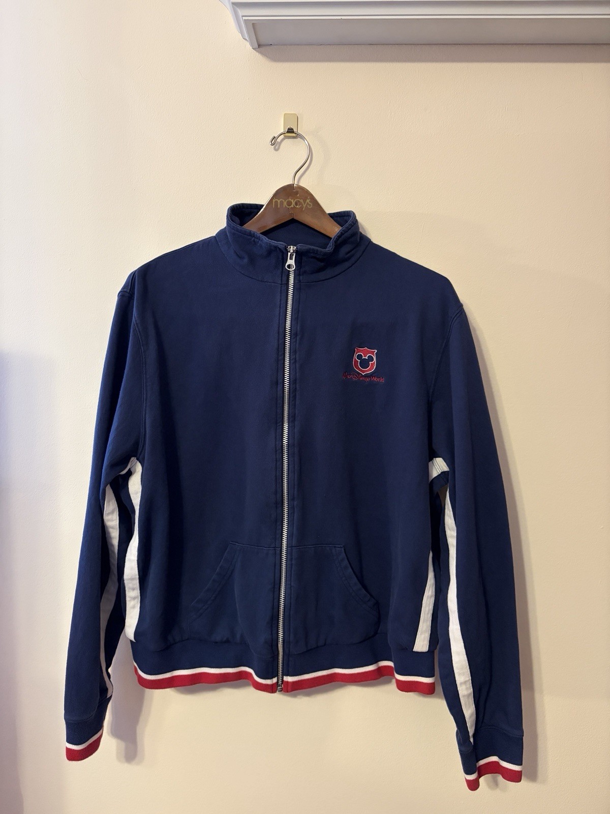 Vintage Walt Disney World Shield Crest Logo Tracksuit Women’s Top Size XXL Navy