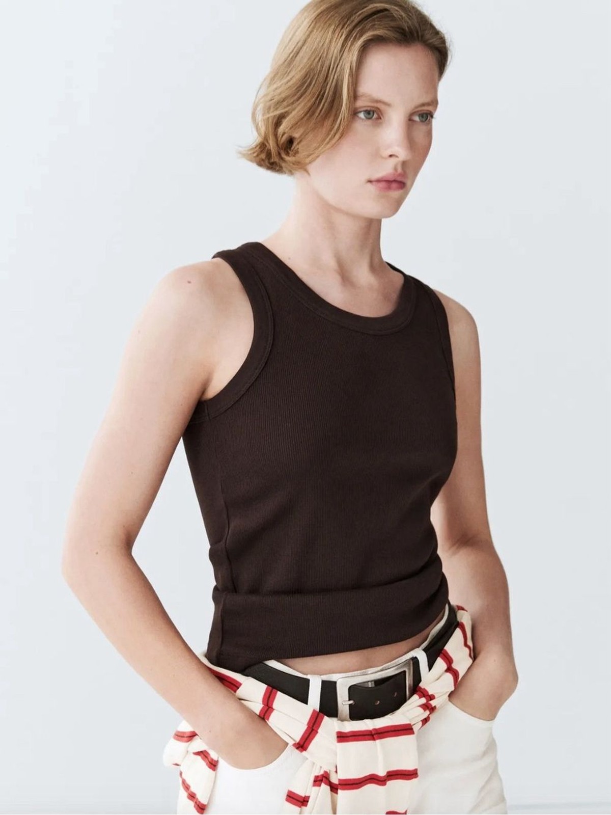 Massimo Dutti Cotton blend Halter Tank Top Brown NWT Women’s S