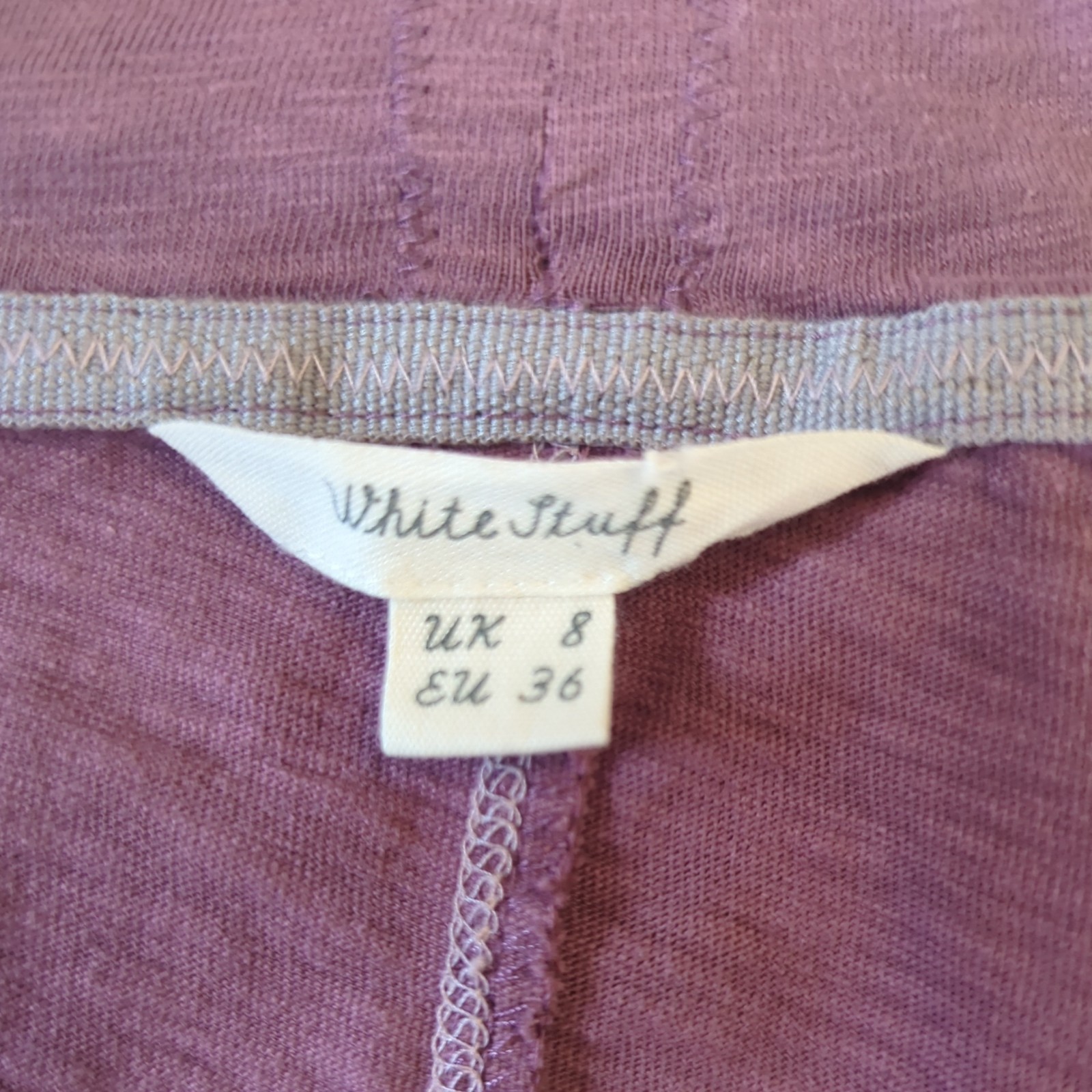 White Stuff UK8 Top Heather Purple Cowl Neck Cotton Jersey Long Sleeve Pockets