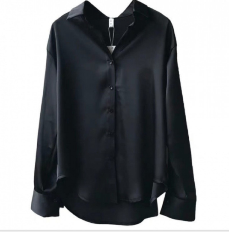 Women Autumn Fashion Button Up Satin Silk Shirt Vintage Blouse White Long Sleeve