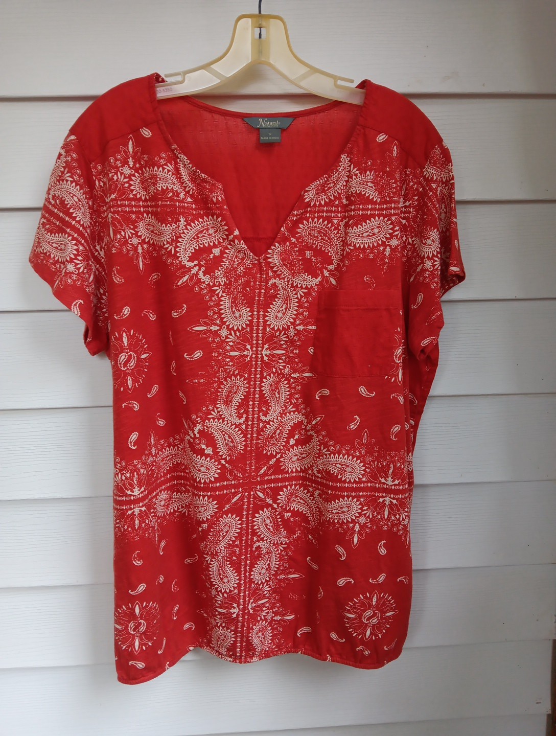 Natural Reflections Red Paisley T-Shirt 1X Plus Women Short Sleeve