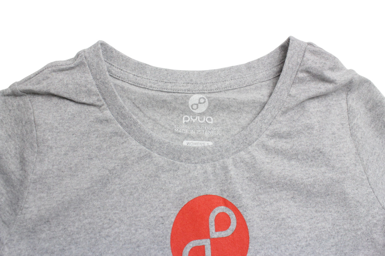 Pyua Damen T-Shirt Small Kurzarm Rundhals Stretch Kragen Grau Melange
