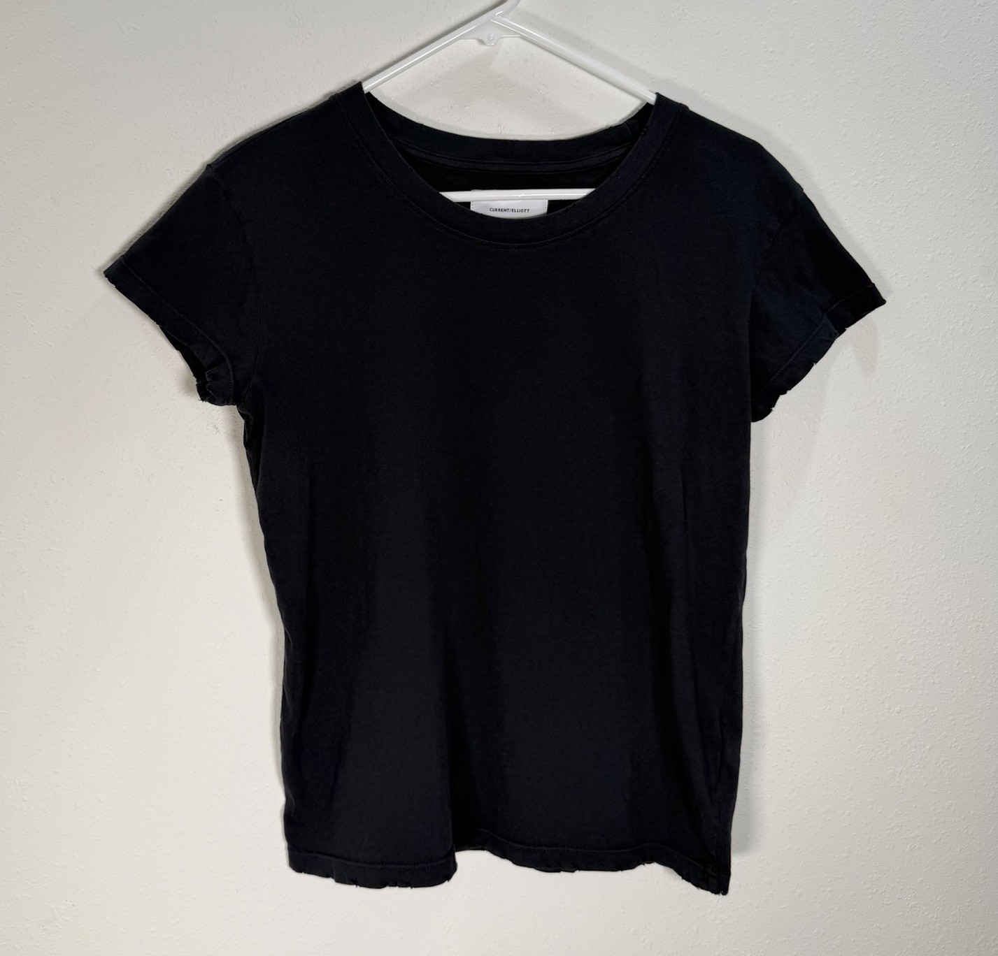 Current Elliott Tee Womens T Shirt Black Short Sleeve Distressed Sz 1