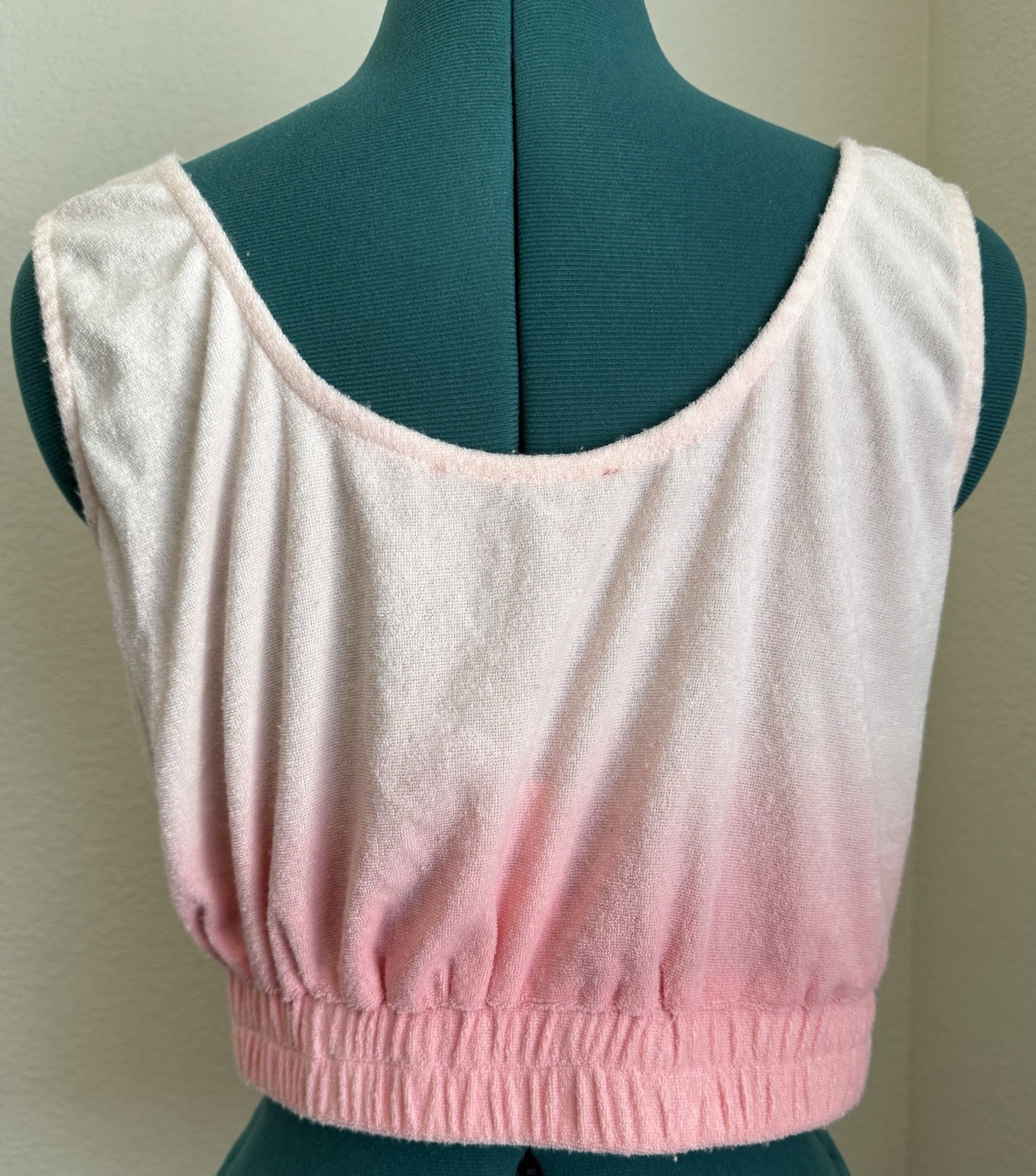Sunday in Brooklyn Pink/White Ombré Terry Cropped Tank Top Sz. M Anthropologie