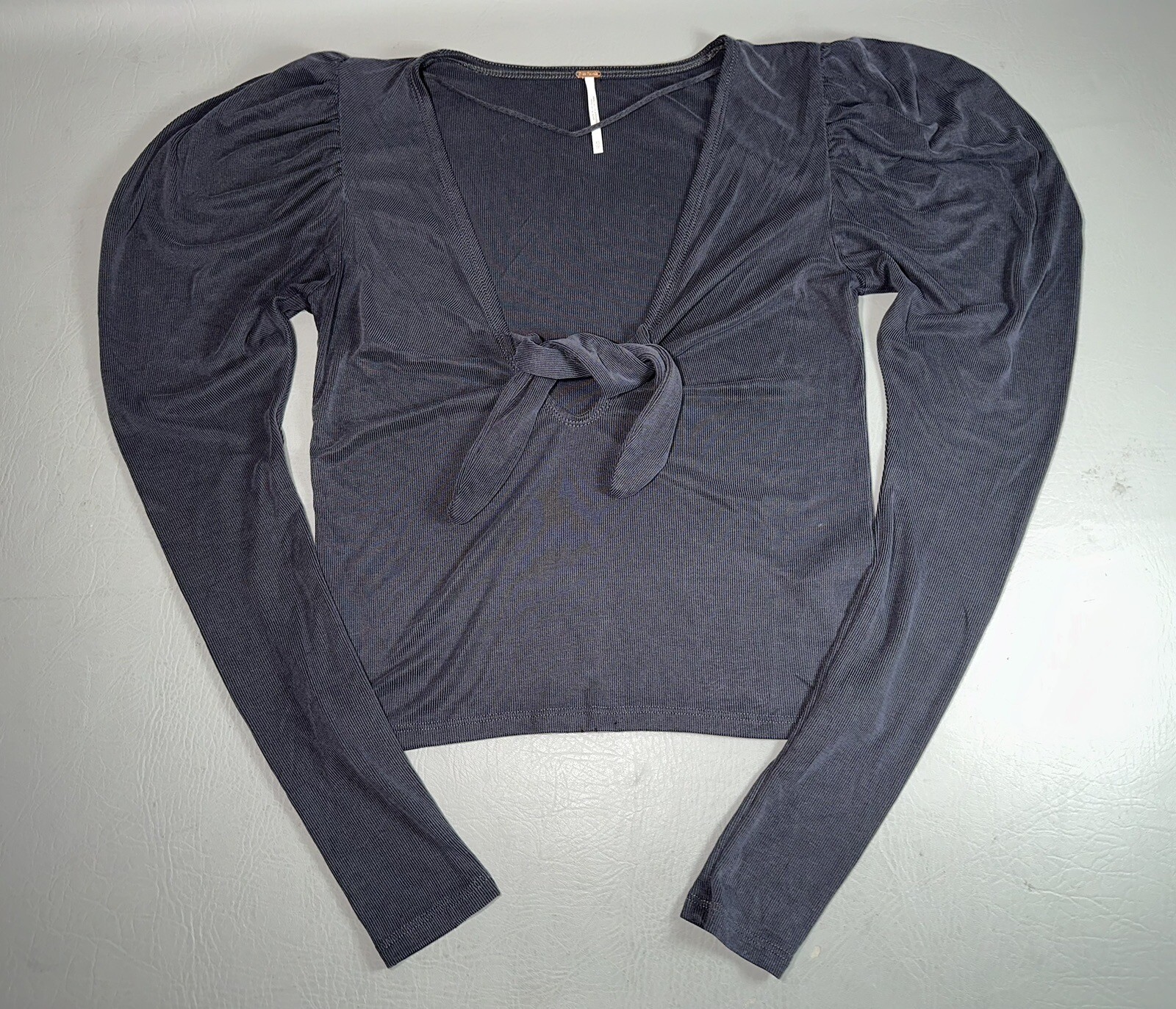 Free People Women’s XS Obsidian Tie Front Shirt Top Shirt Modal Polyester Blend!