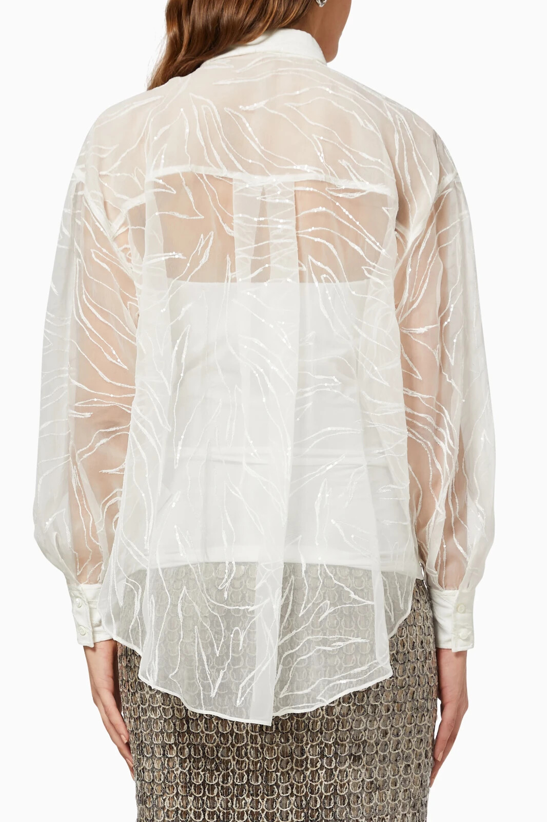 Brunello Cucinelli Dazzling Exotic Embroidery Shirt in Crispy Silk Size:XL NWT