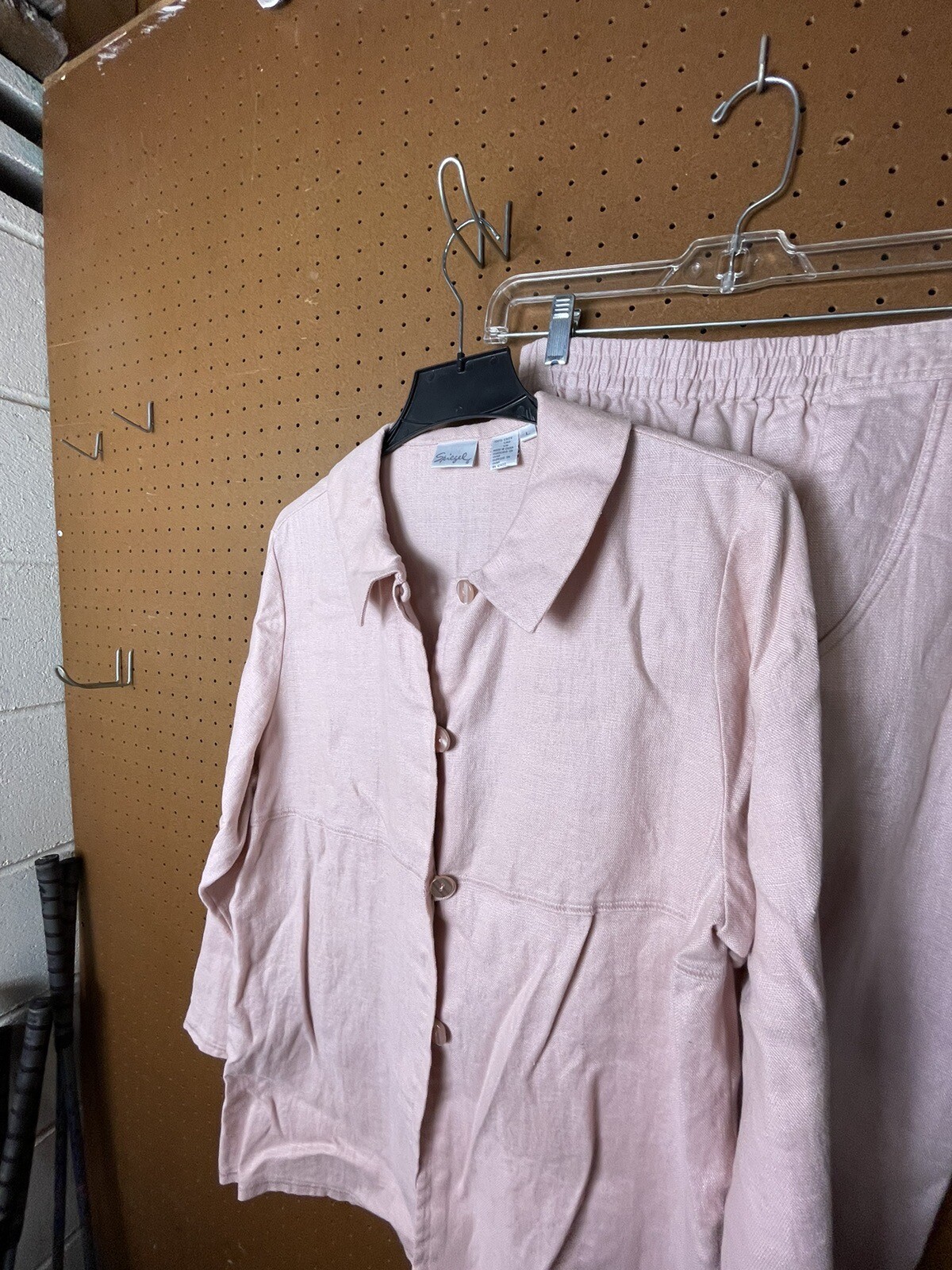 Spiegel Women’s Linen Light Pink Top Jacket & Pants Size 14 EUC Beautiful