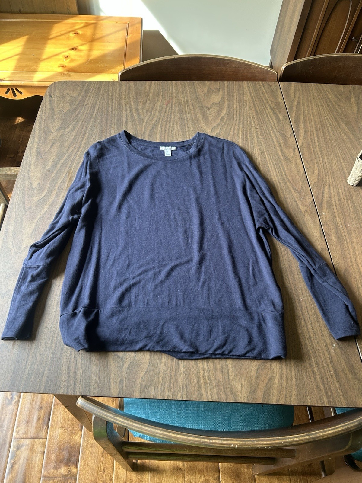 Daily Ritual Women’s Navy Solid Crew Neck Long Sleeve Pullover Top Size S