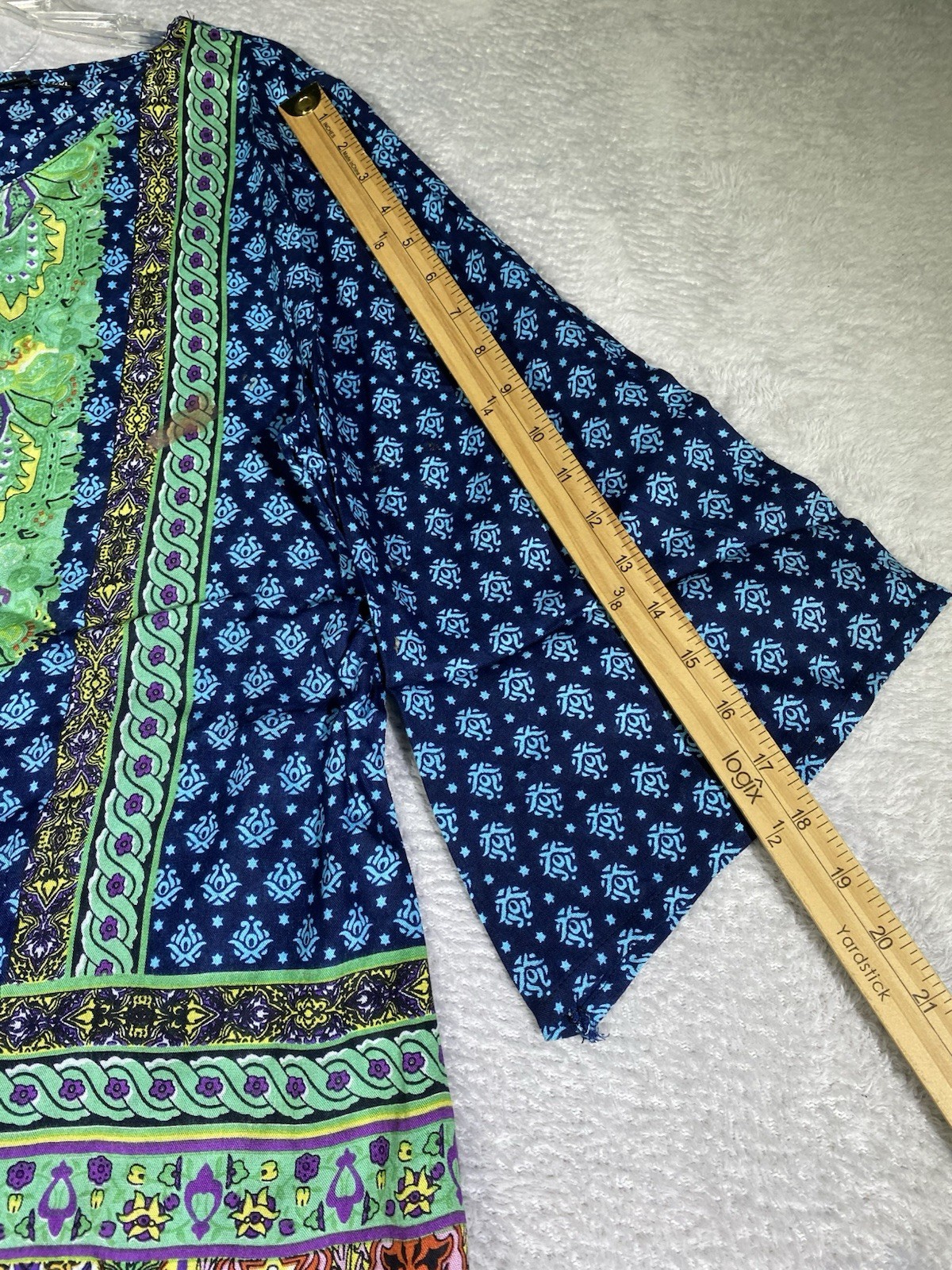 Ananda Collection Boho Tunic Top Women’s 2XL Tassels Colorful Hippie 3/4 Sleeve