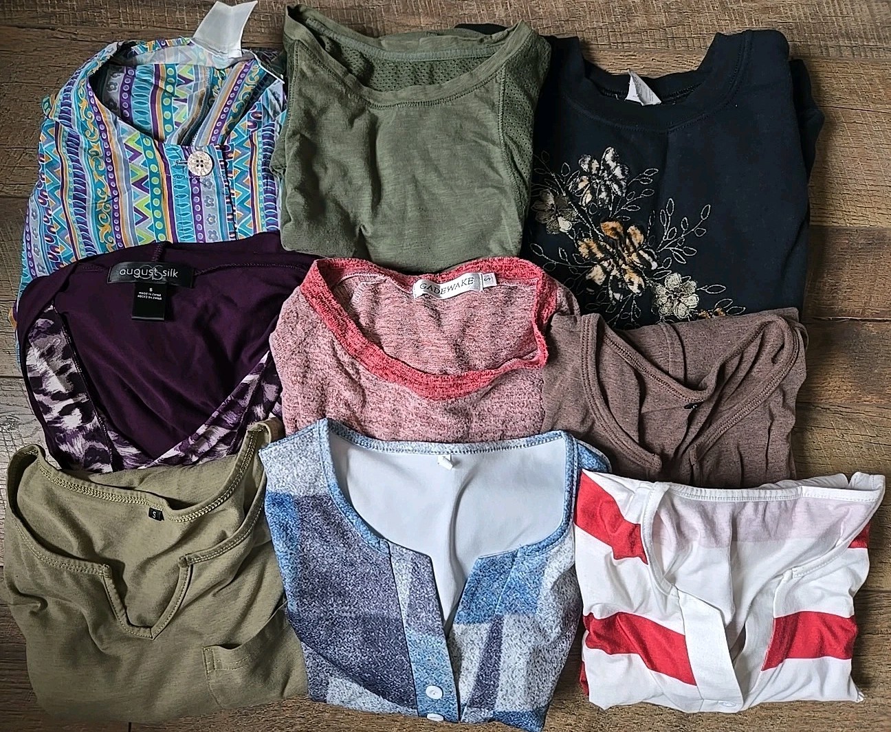9 Women’s Size S Clothes Lot Bundle Tops Shirts Jacket Sweatshirt Various Brands