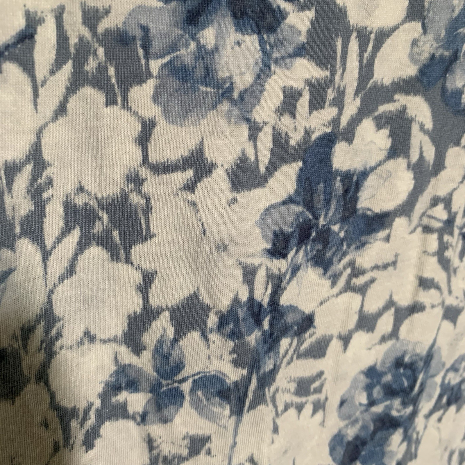 Pure Jill Ballet Sleeve tunic Top Shirt Medium Blue Floral 3/4 Sleeve Modal