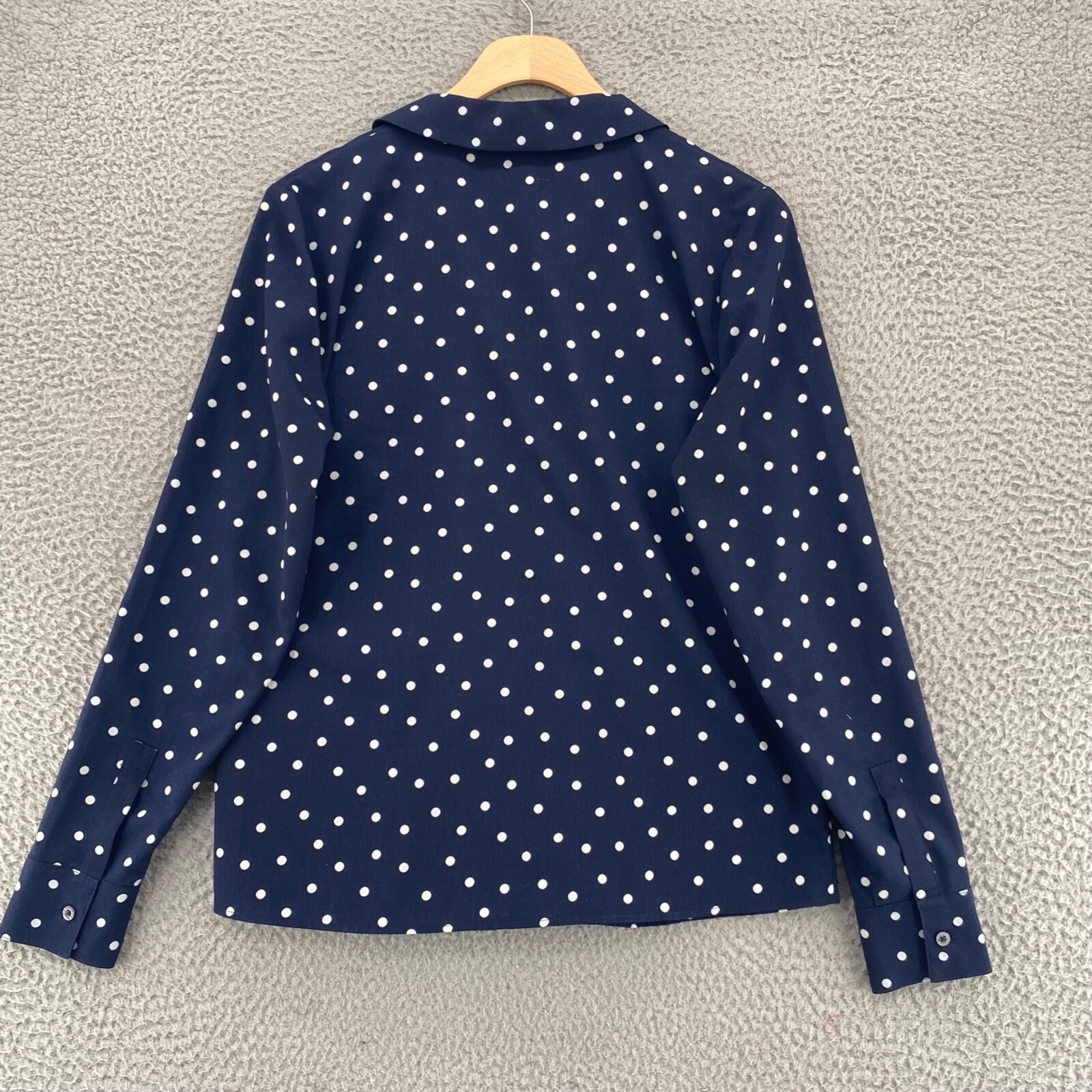 Boden Shirt Women 2 Navy Polka Dot Button Up Long Sleeve Notch Lapel Office Work