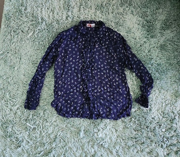Citicraze Womens Size 10 Large Longsleeve Buttonfront Blue Shirt