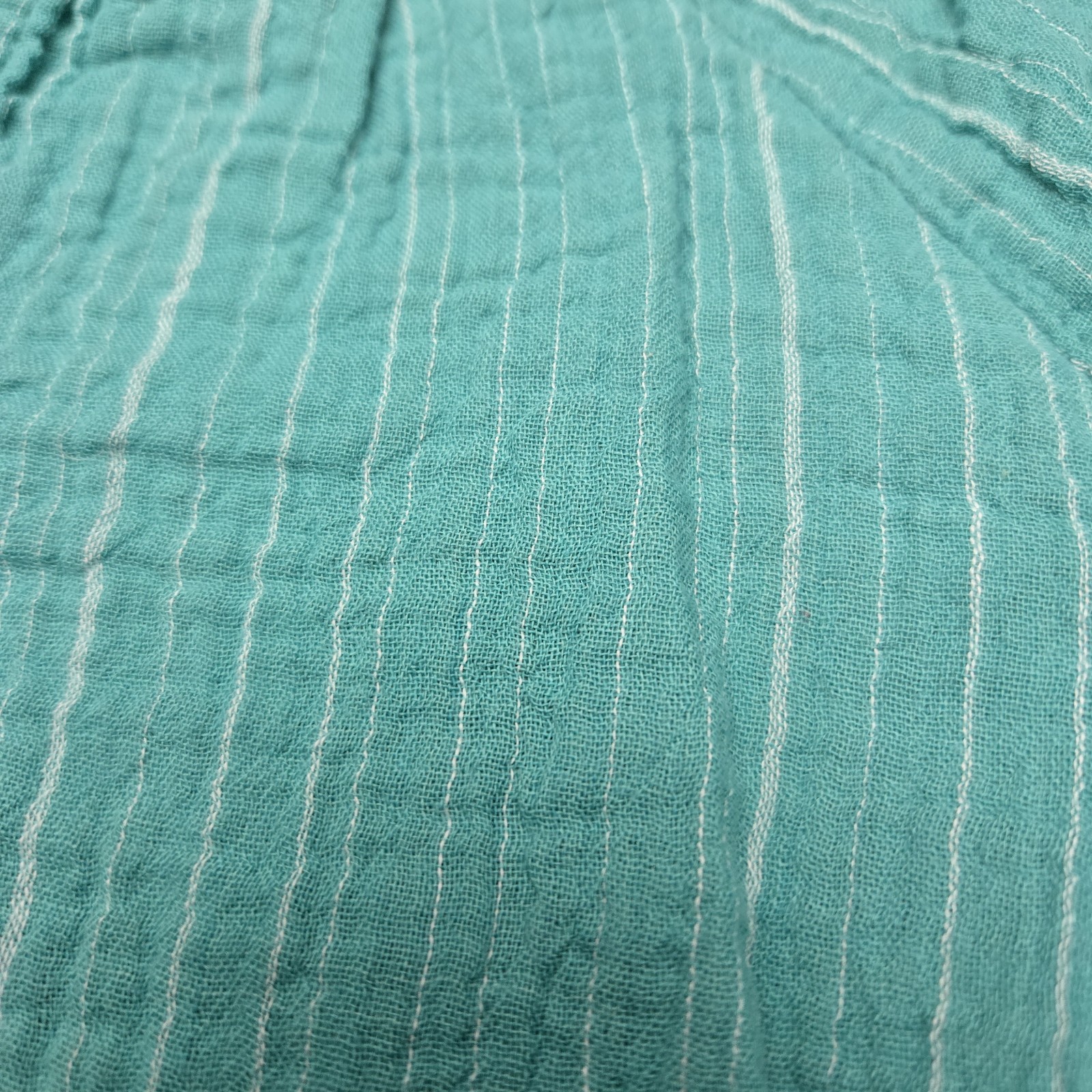 Falls Creek Striped Cotton Gauze Muslin Shirt Womens Medium Turquoise Coastal