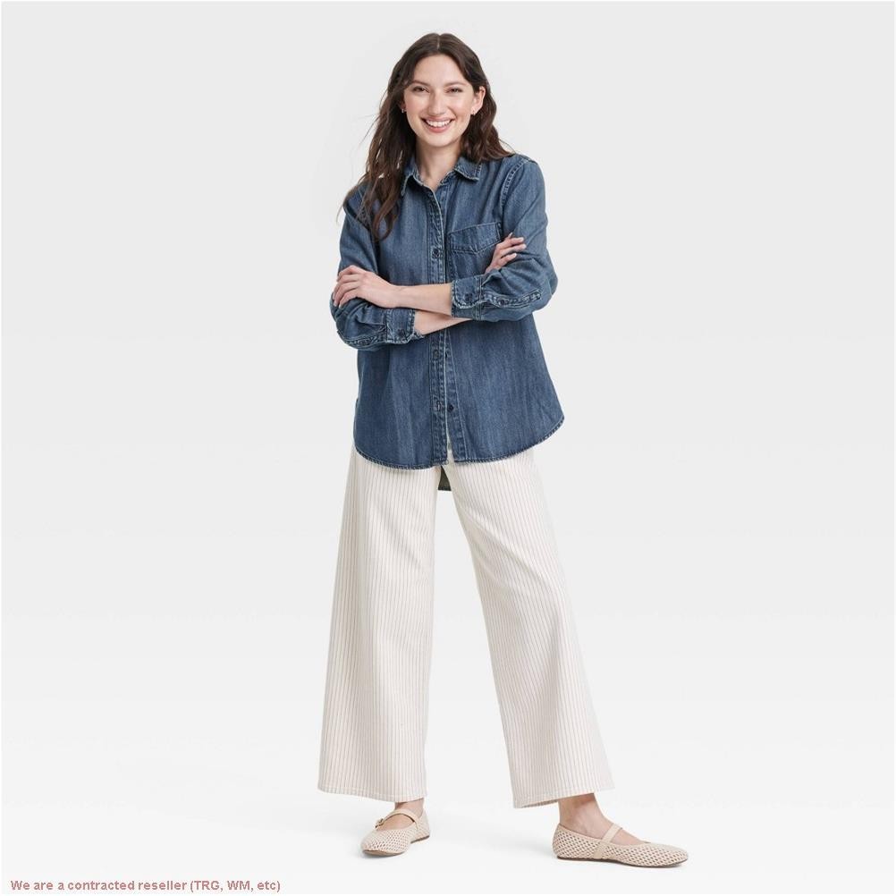 Women’s Relaxed Fit Denim Button-Down Shirt L *SEE DEAL!!!*