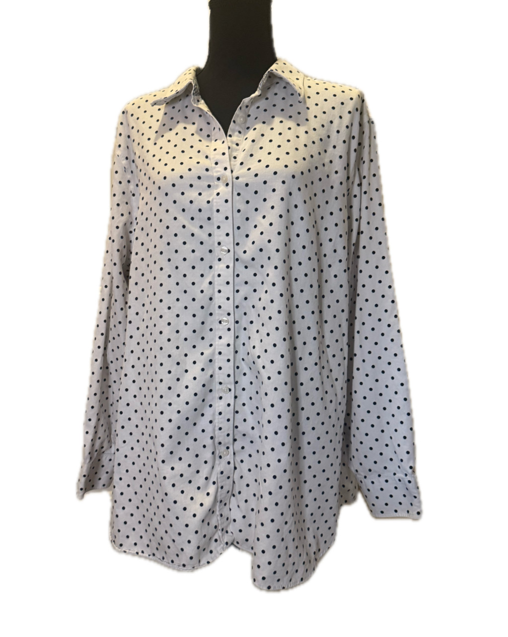 Chaps Women’s Polka Dot Button-up Shirt Black and White Size 3X 100% Cotton