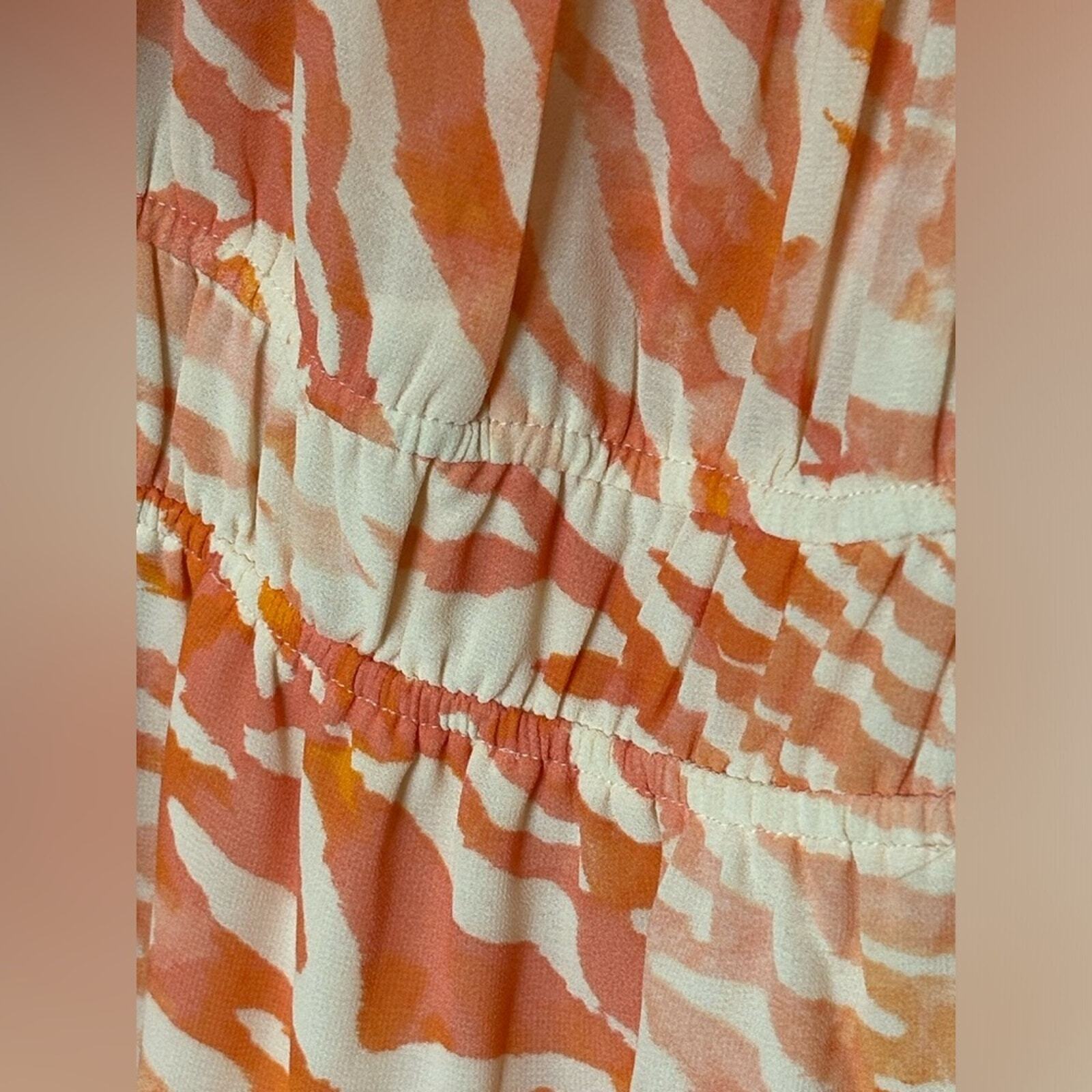 DR2 Orange Zebra Chiffon Blouse NWOT