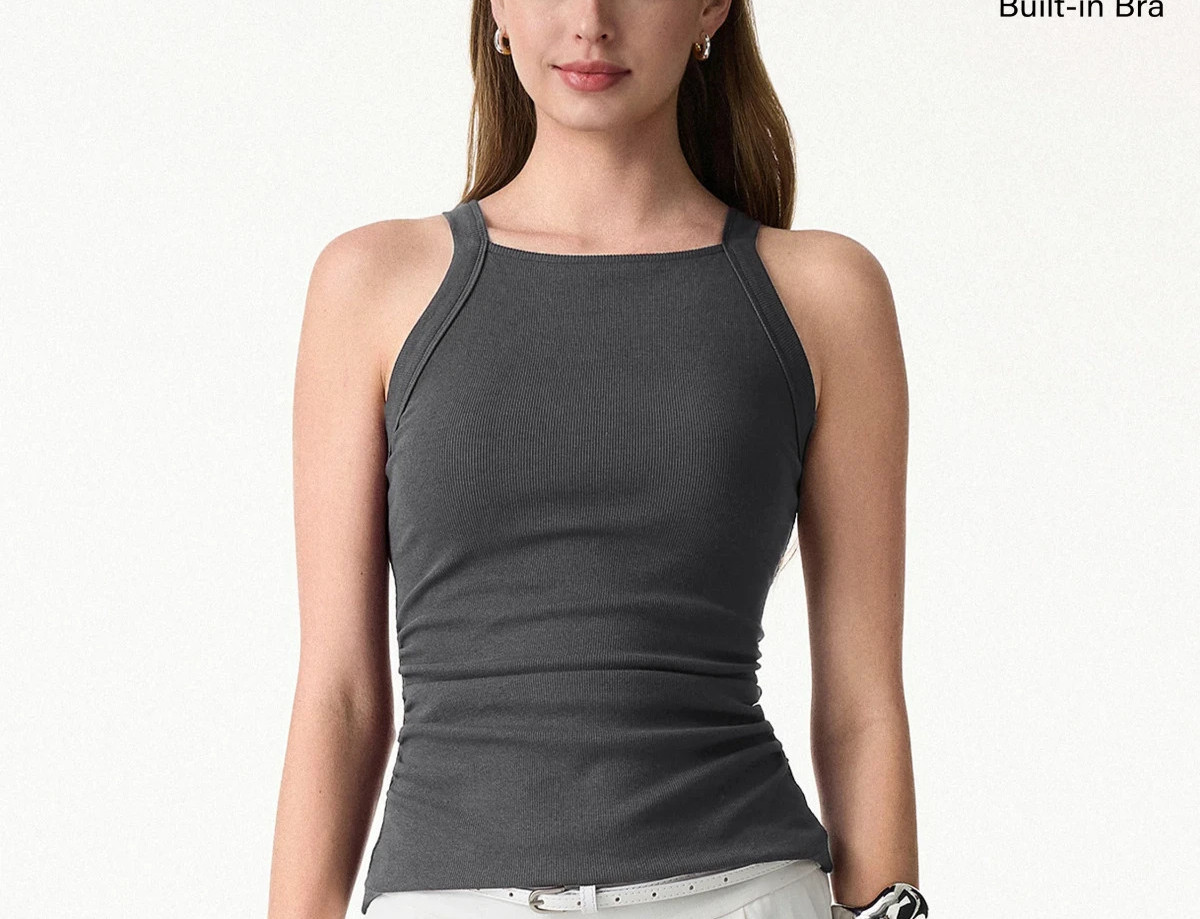 OGL Plantive Chic Square Neck Ruched Rib Bra Tank – Davy
