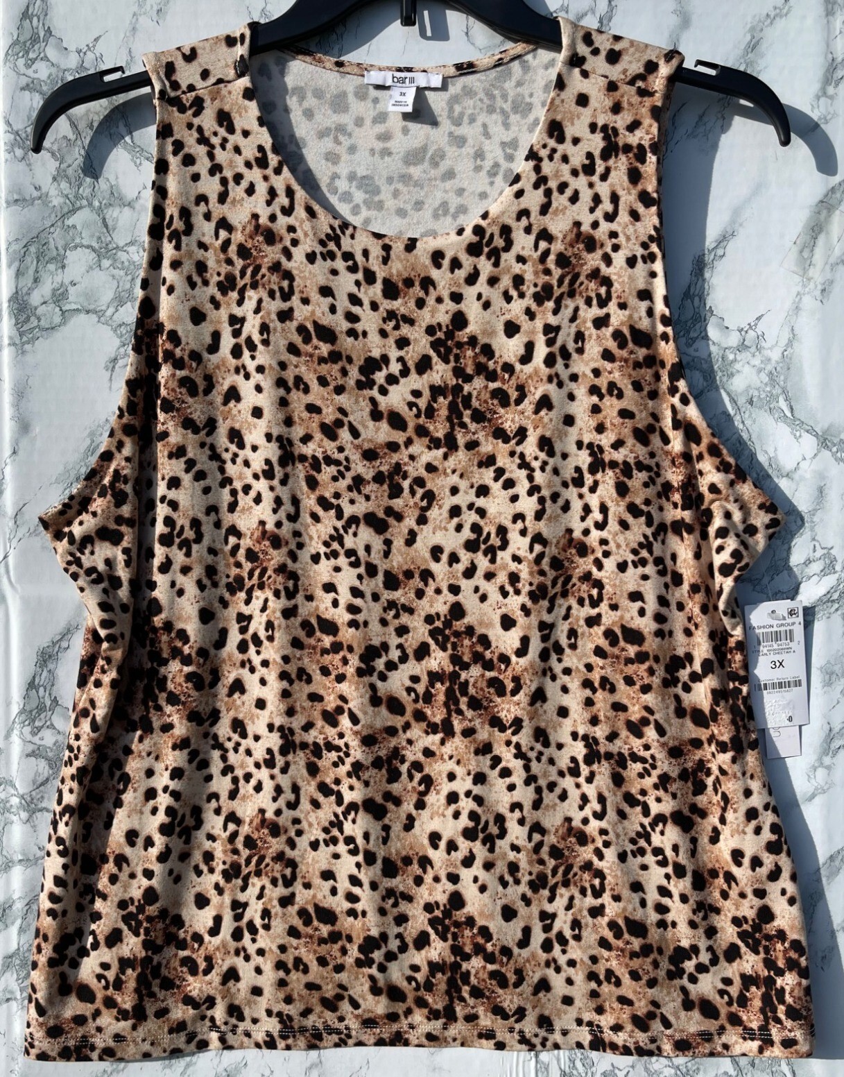 Bar III Womens 3X Cheetah Print Sleeveless top self lined front only