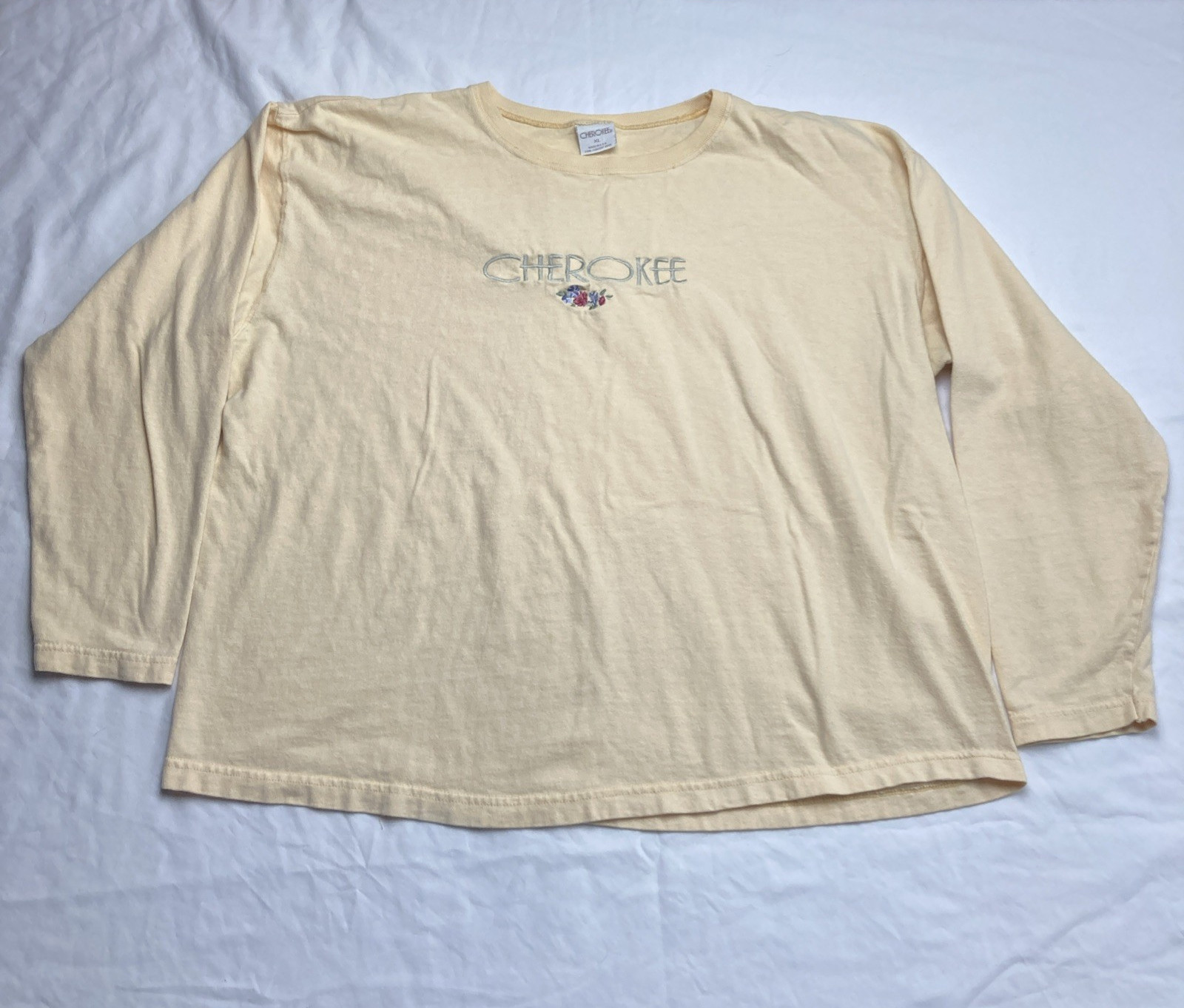 Cherokee Kmart Embroidered Yellow Long Sleeve Women’s Shirt Size XL Floral