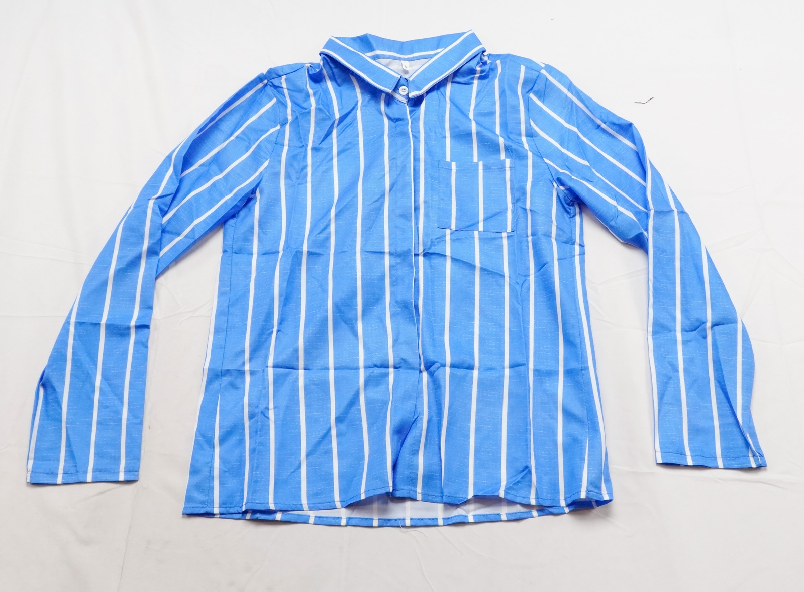 Flamingo Women’s Long Sleeve Striped Button Down Shirt EG7 Blue Small NWT