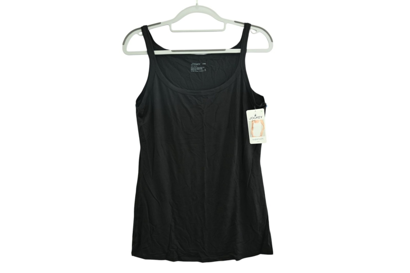 NWT Jockey Supersoft Cami Tank Top Sz L Black Soft & Comfy Stretch Layering