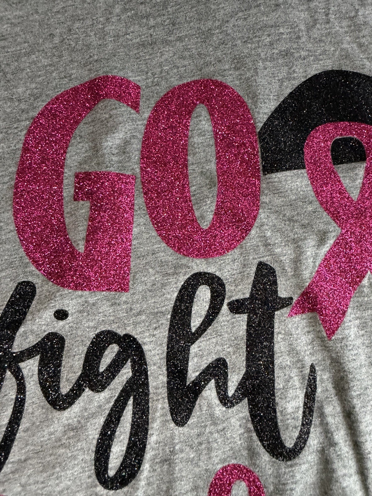Women’s V Neck Size Xl Full Glitter Go Fight Cure Shirt