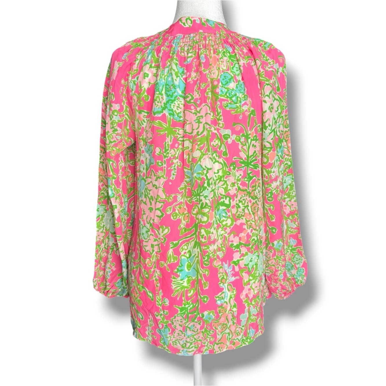Lilly Pulitzer NWT Elsa Silk Top Flamingo Pink Southern Charm Floral Sz M