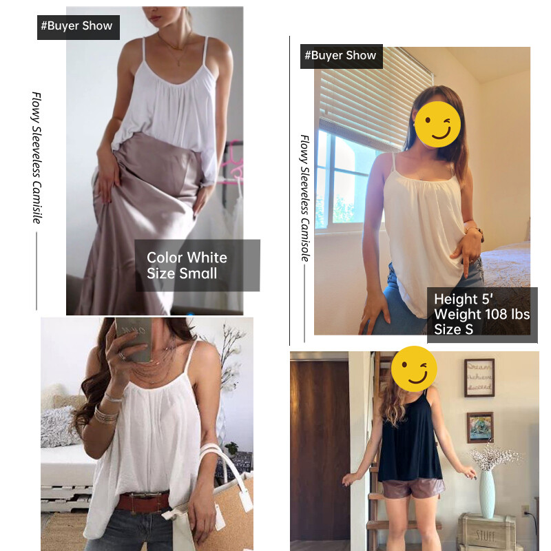 Women with Built in Bra Cami Shelf BraFlowy Tank Tops Padded Bra Loose Camisole