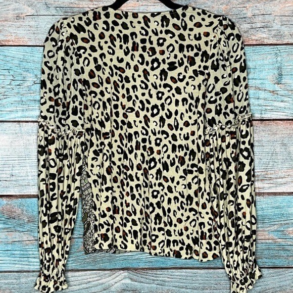 Anthro Blnk London Sibley Black Multi Top S Animal Print Boho Chic Novelty Artsy
