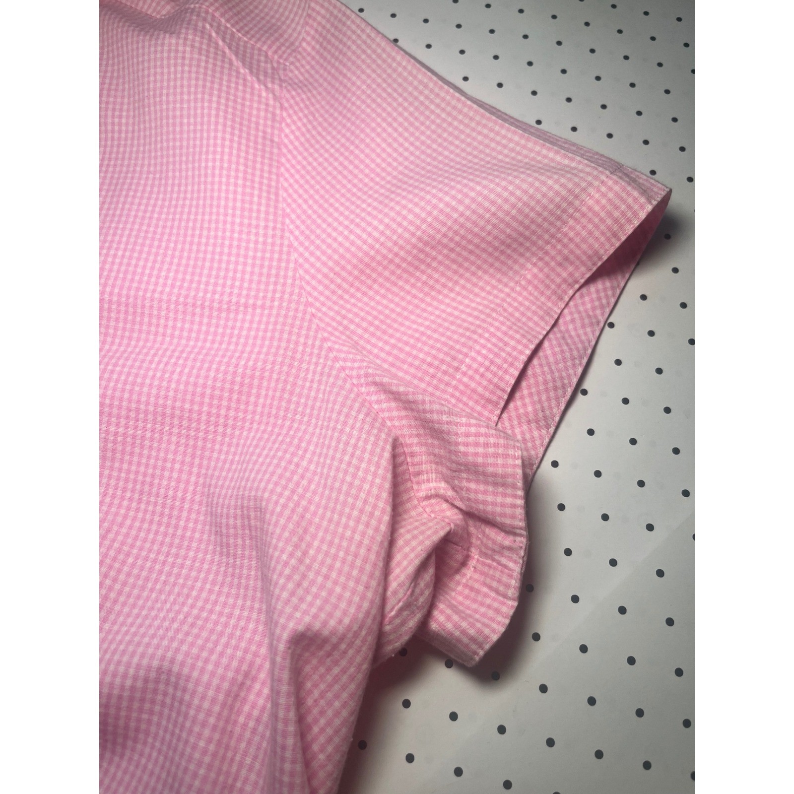 Lee Womens XL Pink Gingham Button Down Shirt Stretch Preppy Y2K Easy Care