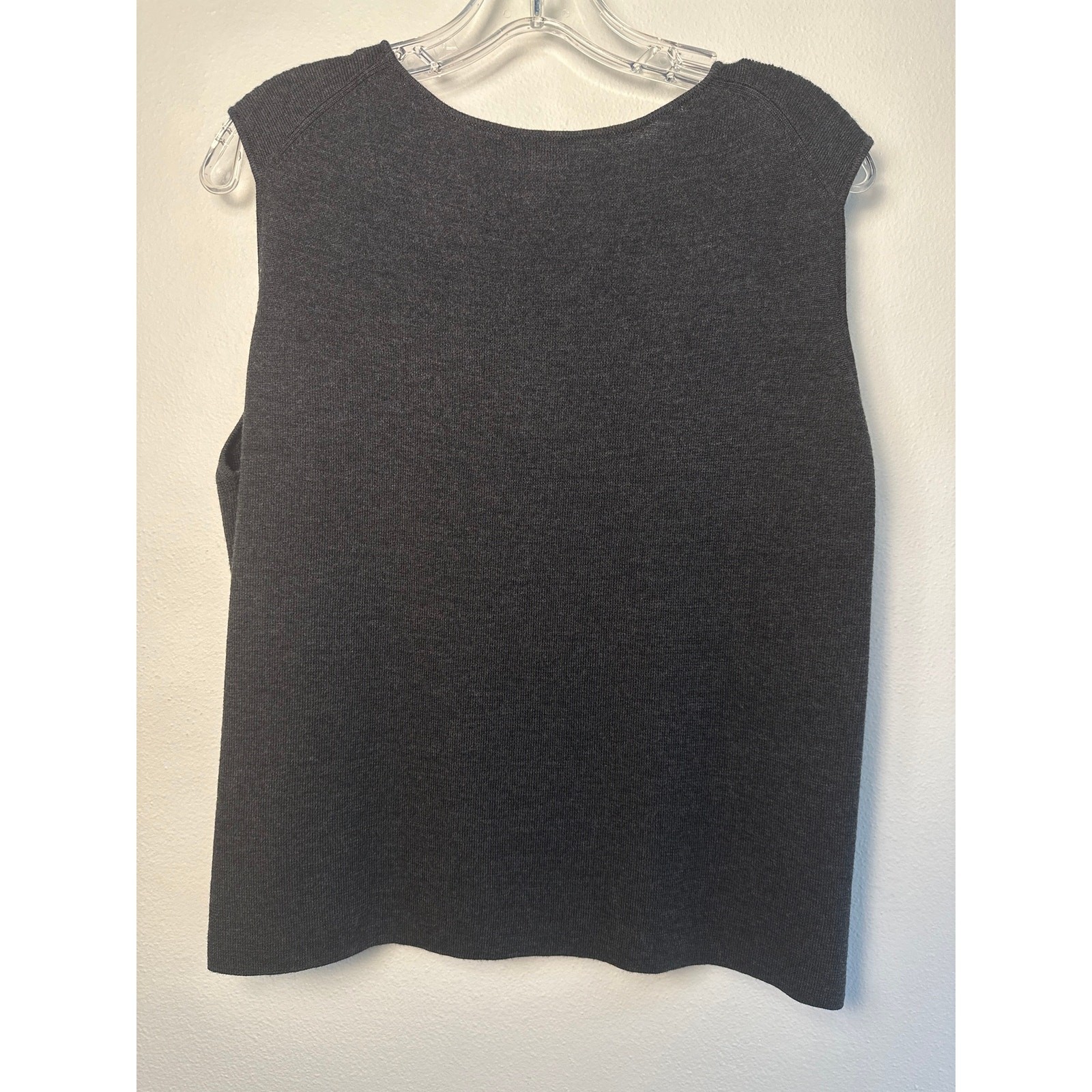 NWT Eileen Fisher Fine 100% Merino Wool Knit Shell Tank Top Charcoal Gray Sz XL