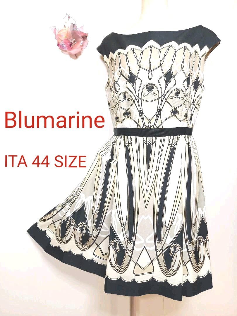 Blumarine Crystal Floral Dress Tulip Design Italy Cotton Rayon Elegant Size L 44