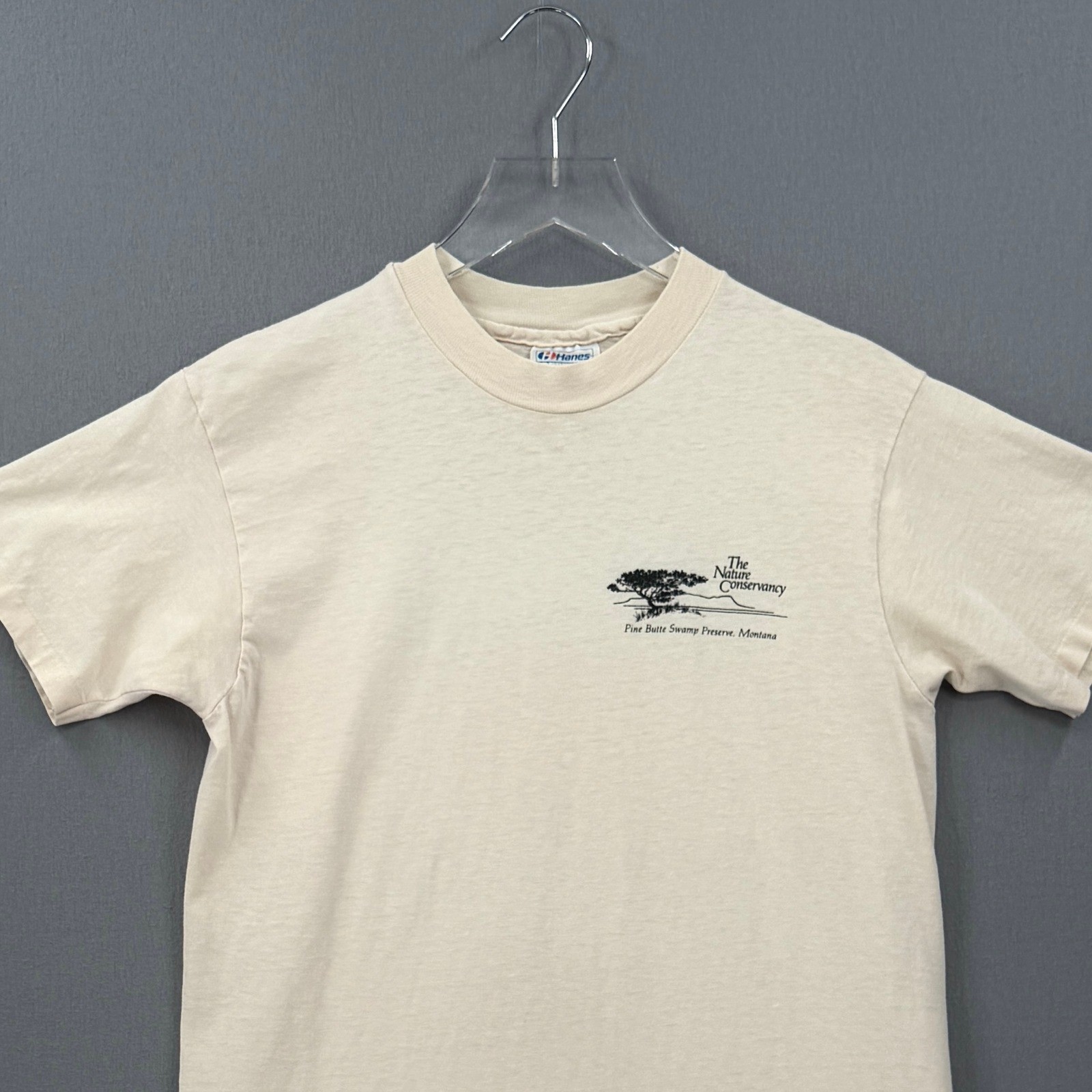 Vintage Nature Conservancy Tee Medium Cream Pine Butte Swamp Preserve Crew Neck