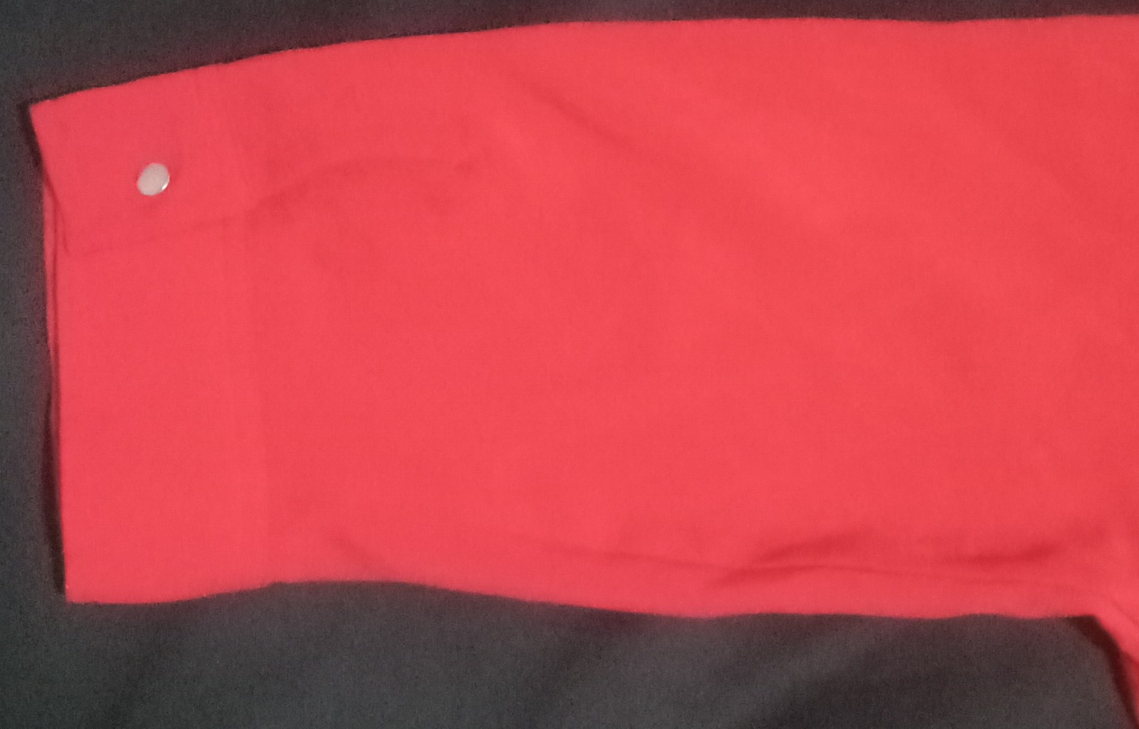 Kathy Che Red Utility Button-Up Blouse Women’s Roll Tab Shirt Chest Pockets