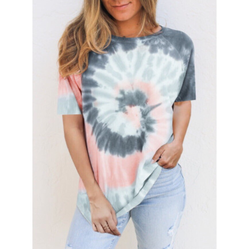 NEW Tie Dye T-shirt Gray & Pink Size Medium Womens