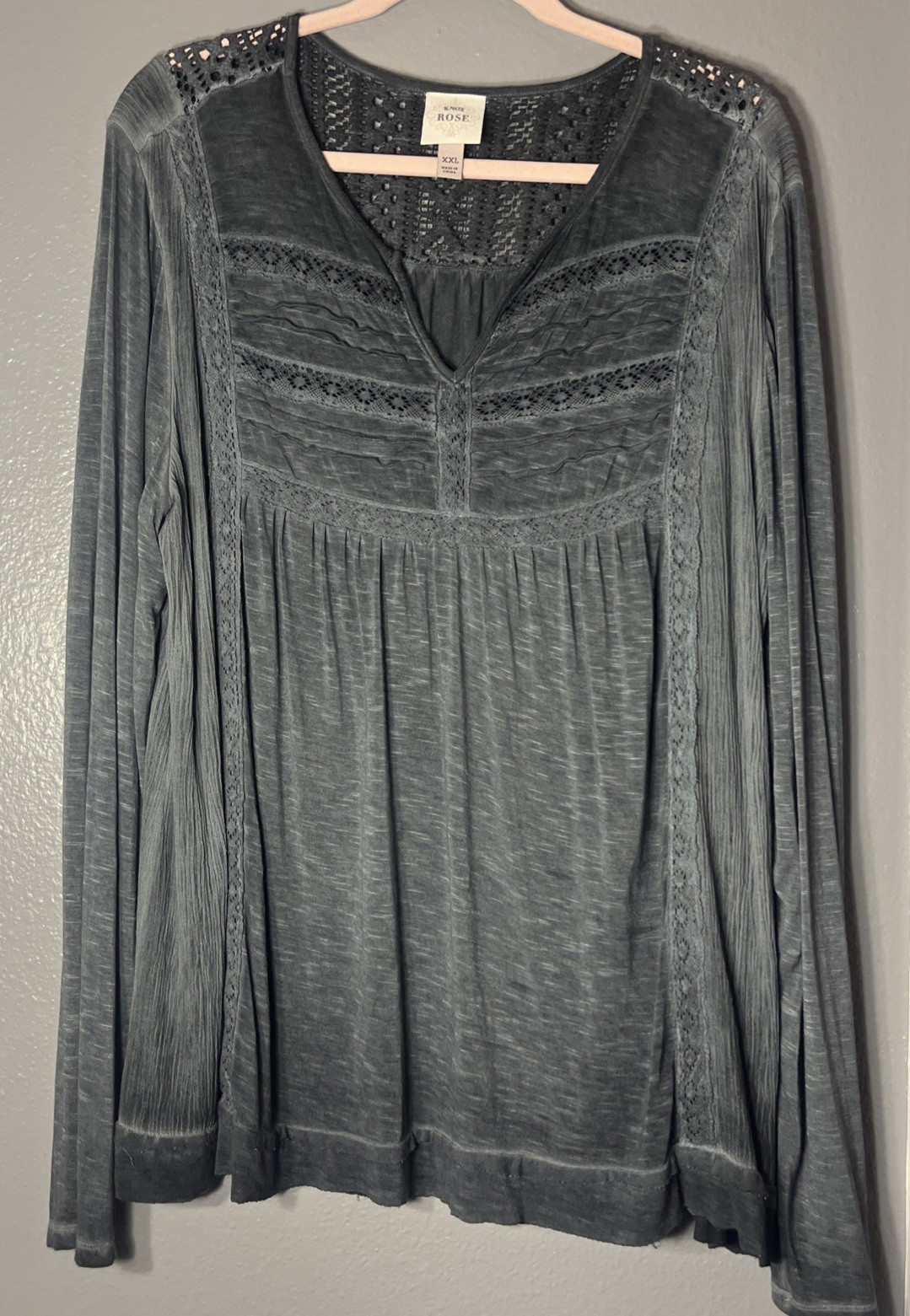 Women’s Knox Rose Grey Long Sleeve Blouse Size XXL