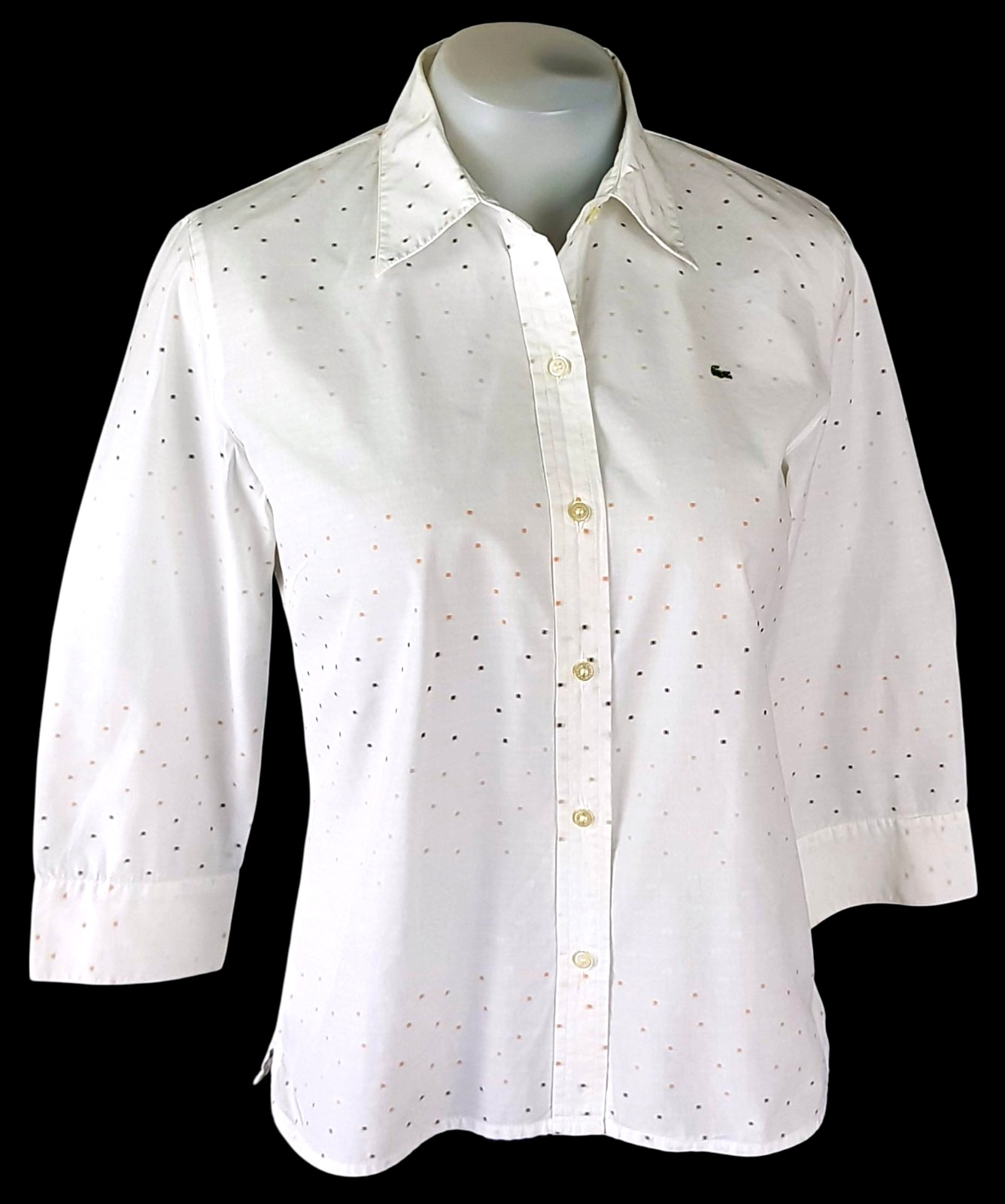 LACOSTE Womans White 3/4 Sleeve EVENING SHIRT – M – UK12/14 – EU42 – RRP £109