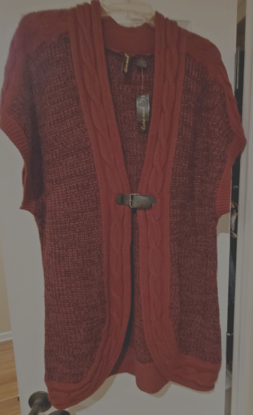 NEW dropped shoulder long length vest with belt closure 2X