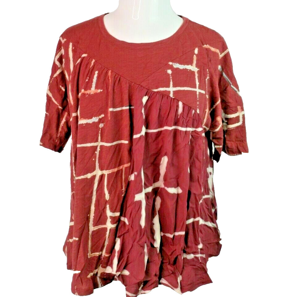 NEW Anthropologie AKEMI + KIN Wine/Burgundy Geometric Flowy Blouse Top Sz M