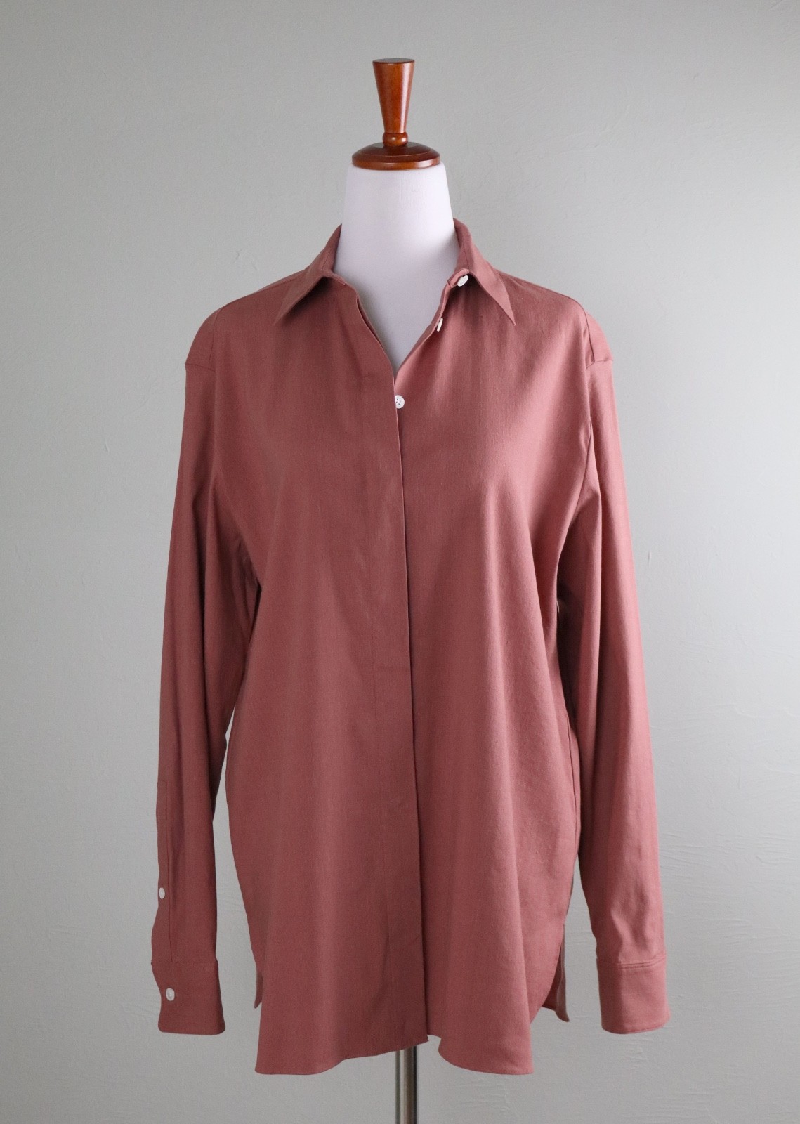 THEORY NWT $295 Classic Menswear Shirt Top in Ash Rose Soft Crunch Size Petite