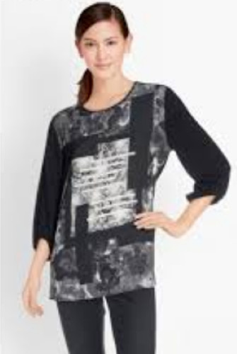 Betty Barclay Printed Top Black Size UK 14 rrp £60 DH8 AE 13