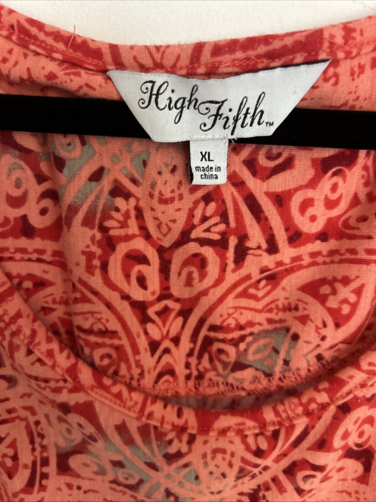 High Fifth Women’s Xl 3/4 Sleeve Orange Red Comfy Soft Summer Cotton Long Top