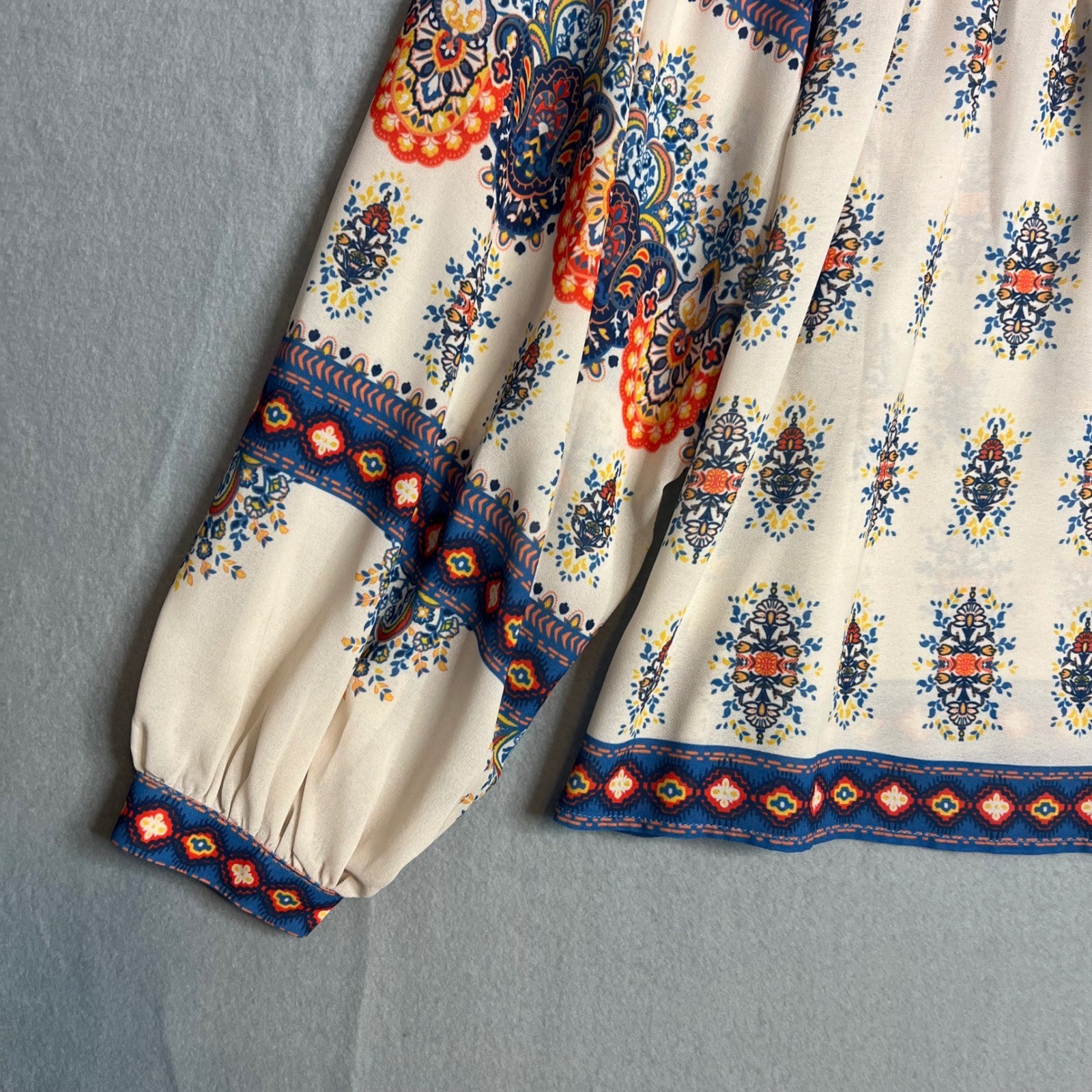 Flying Tomato Flowy Peasant Top Shirt Size S Boho Balloon Sleeve Gypsy