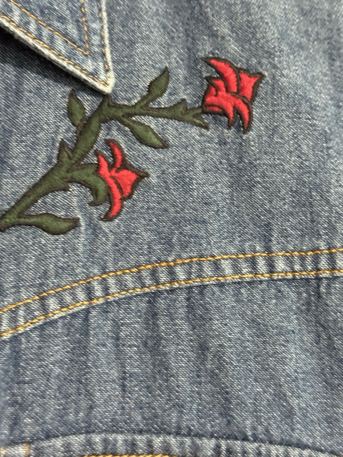 Pendleton Original Denim Gambler Embroidered Roses Sz Medium Vintage Western