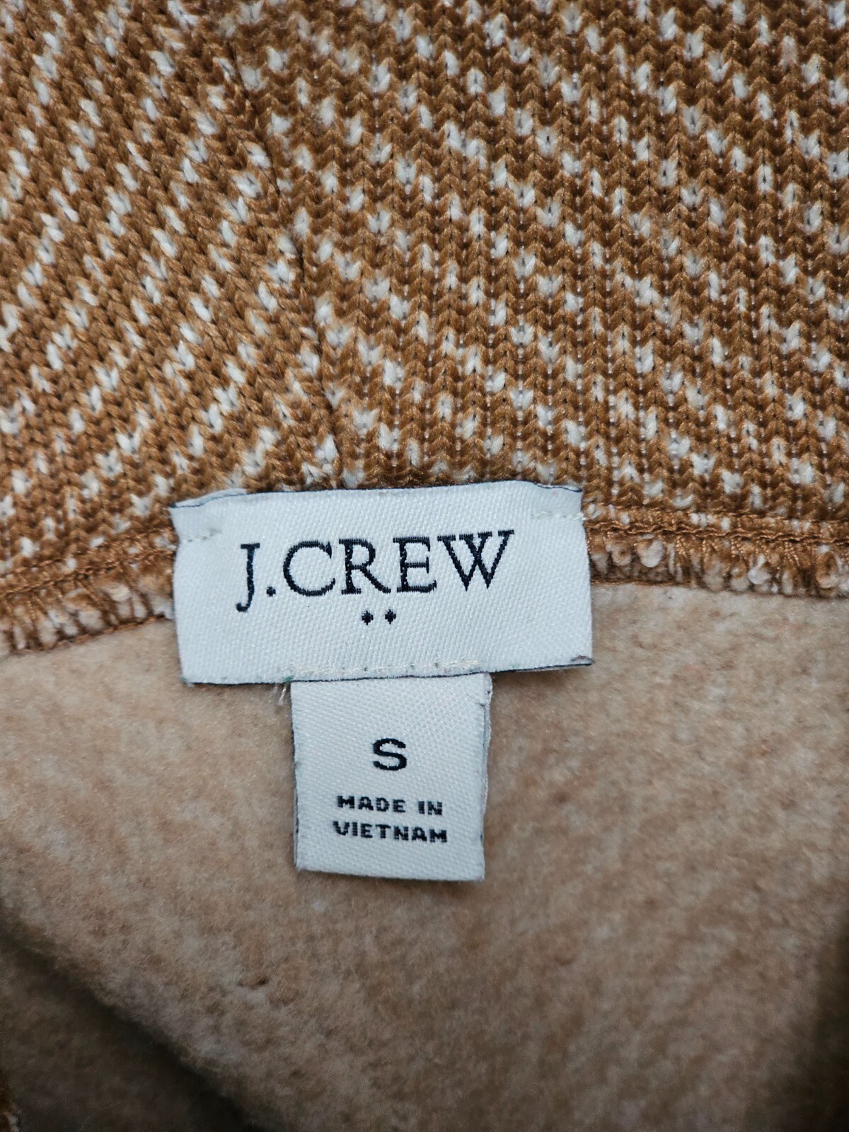 J Crew Women Top Turtleneck Brown Ivory Long Sleeves Polyester Small