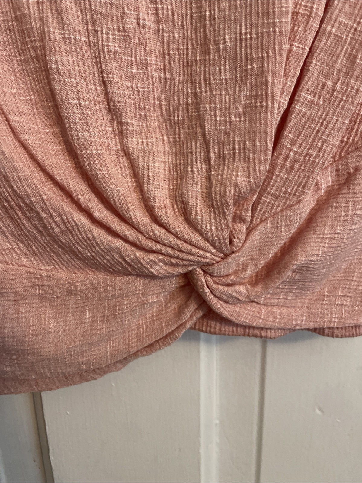 I.N. Studio Pink Blouse With Cute Tie Front And Cute Sleeves Includes Necklace