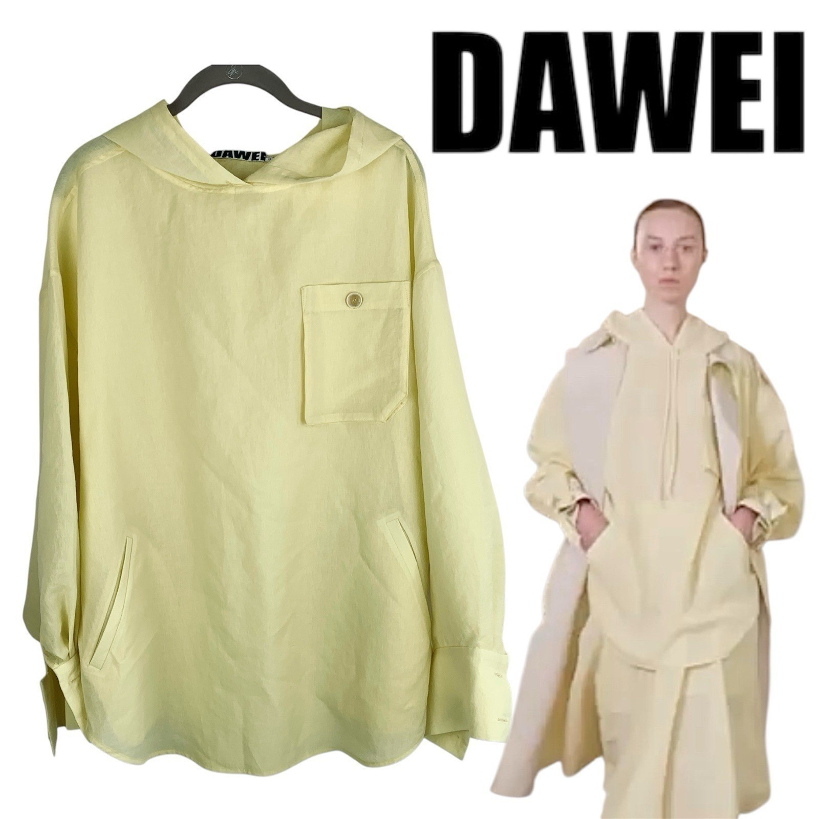Butter Yellow Top Dawei Studio Womens Medium Paris Runway French Girl Oversized