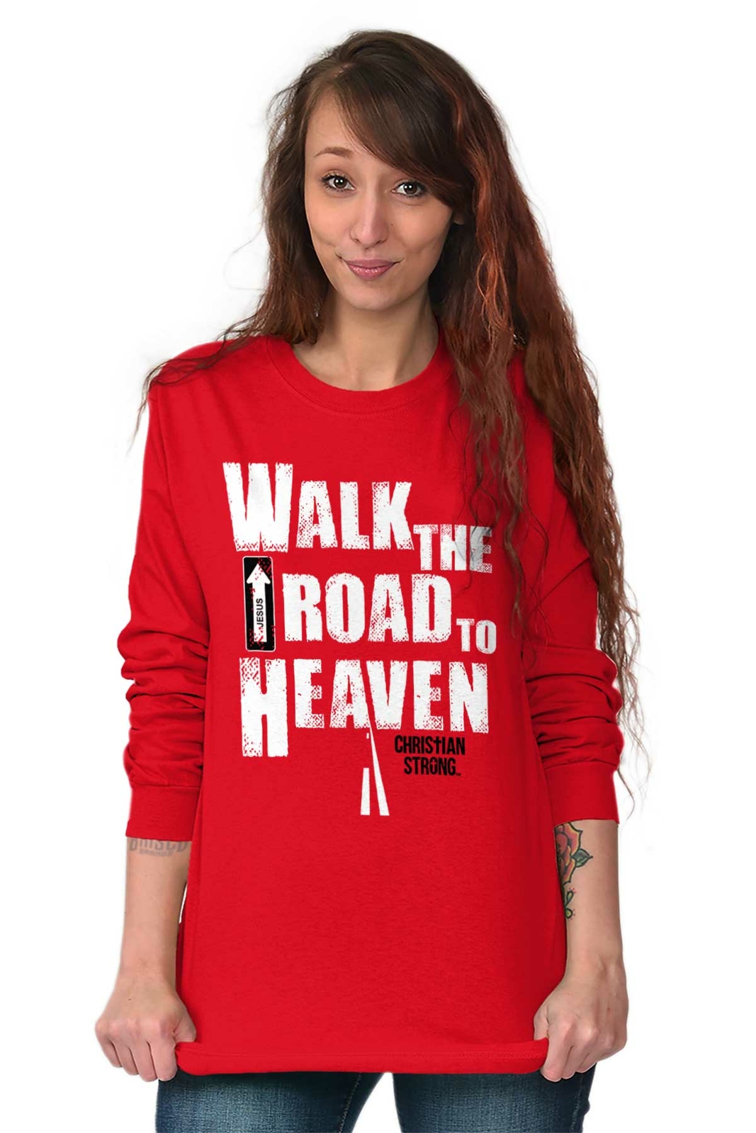 Road To Heaven Christian Religious God Jesus Long Sleeve Tshirt for Men or Women