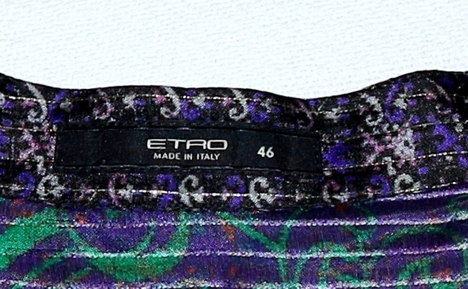 ETRO ITALY VNck Silk Tunic Blse w Metallic Gold Threads 44 In Chest Sz 46 EXC